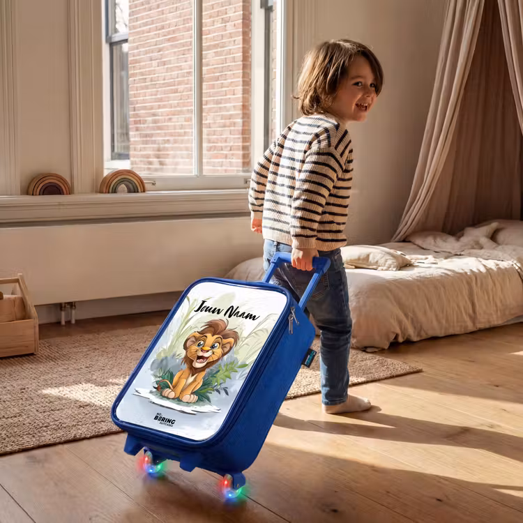 Kinderkoffer met naam - Blauw - Lenny leeuwtje — 3