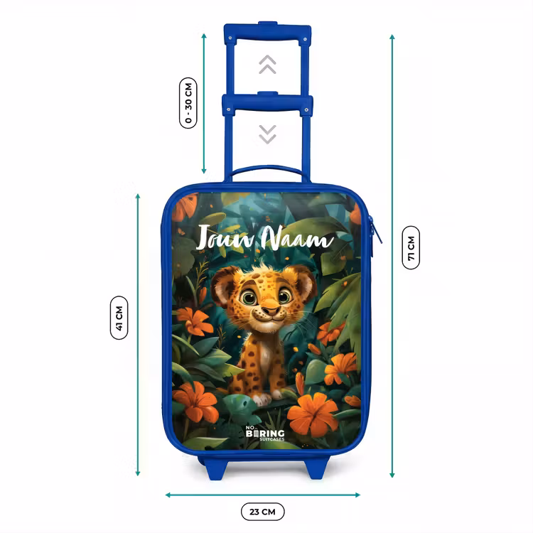 Kinderkoffer met naam - Blauw - Liam luipaardje — 6