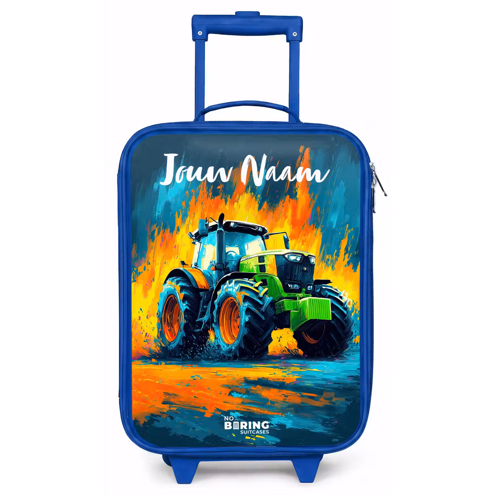 Kinderkoffer met naam - Blauw - Abstract - Tractor - Groen — 1