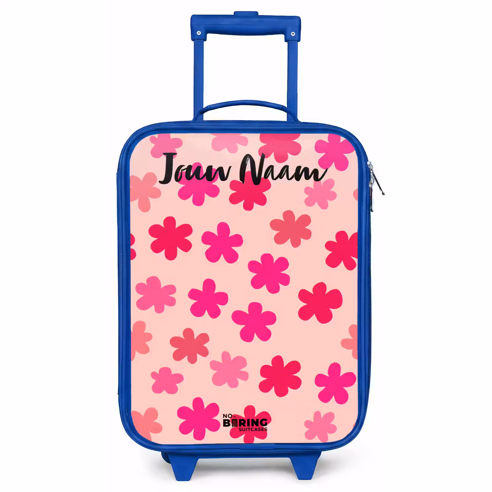Kinderkoffer met naam - Blauw - Bloemen - Patroon - Roze — 1
