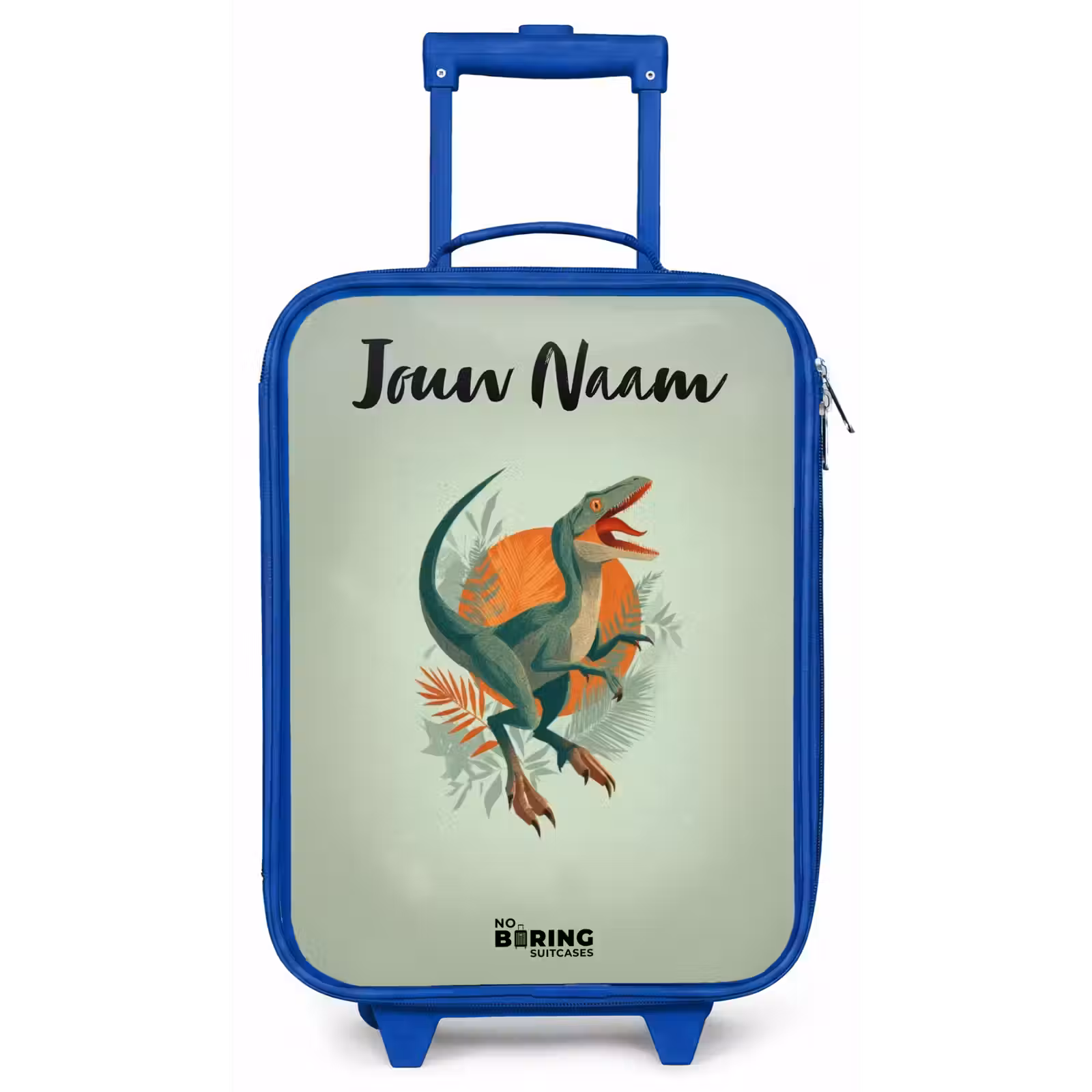 Kinderkoffer met naam - Blauw - Dier - Dino - Natuur — 1