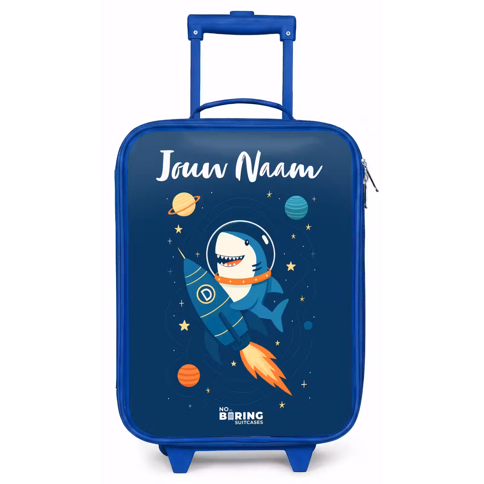 Kinderkoffer met naam - Blauw - Dier - Ruimte - Planeet - Raket — 1