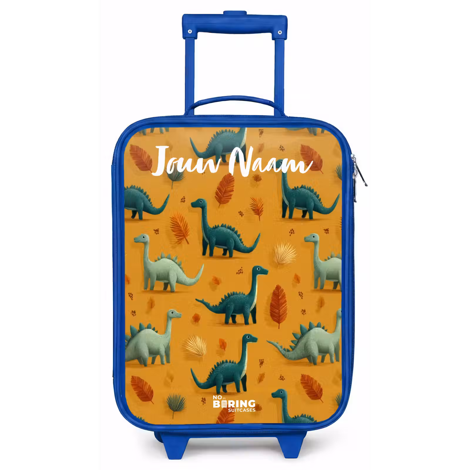 Kinderkoffer met naam - Blauw - Dino - Dieren - Patroon — 1