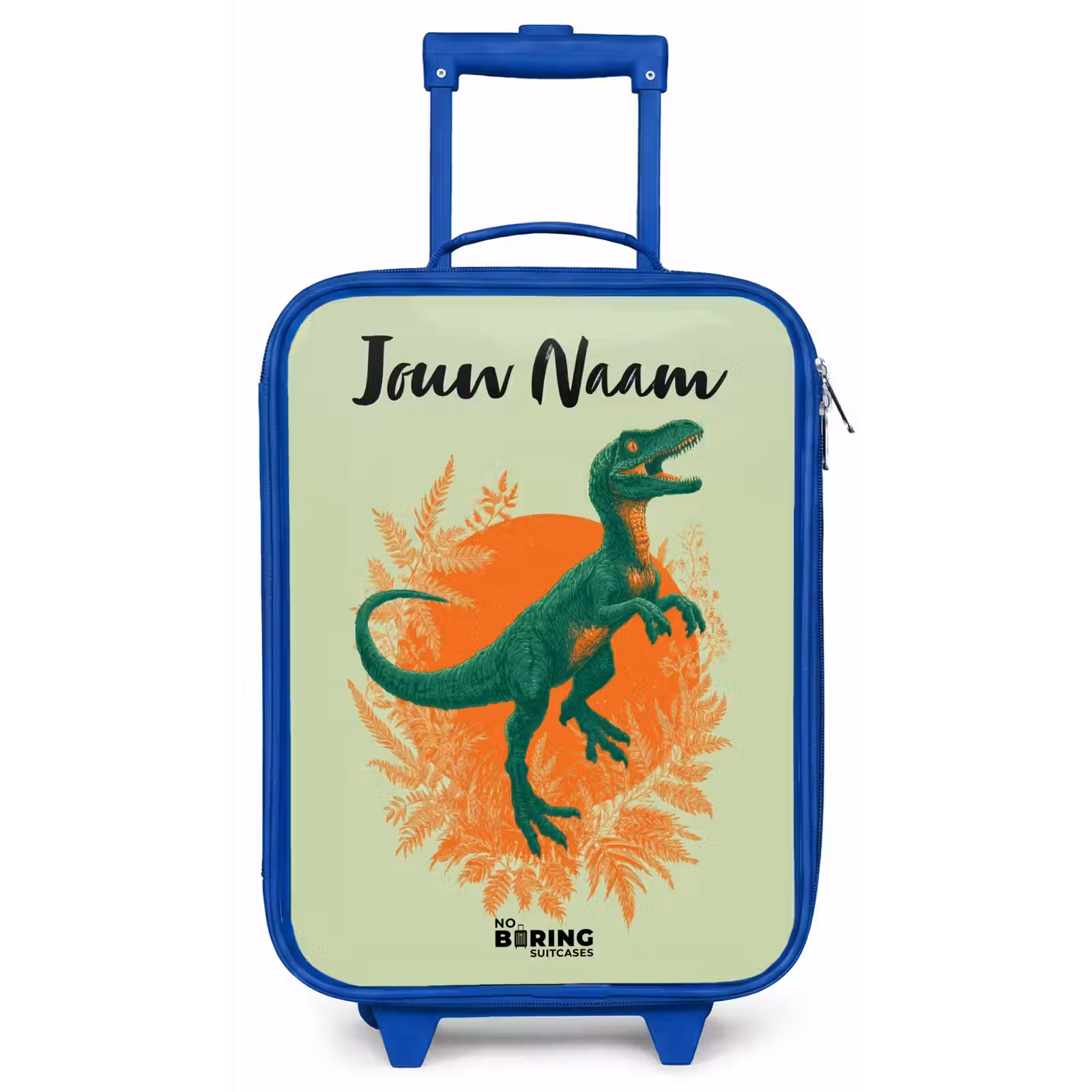 Kinderkoffer met naam - Blauw - Dino - Natuur - Groen — 1