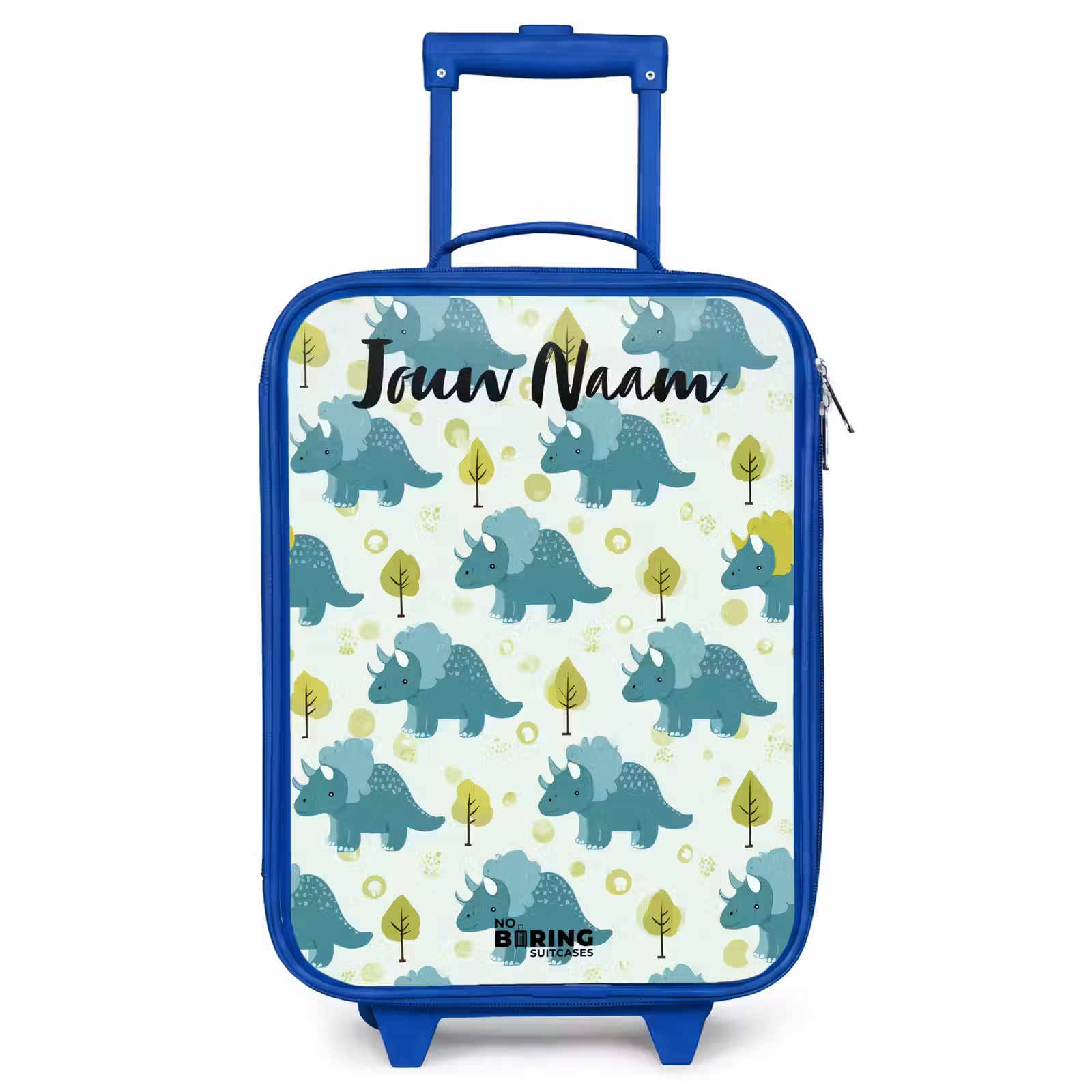 Kinderkoffer met naam - Blauw - Dinos - Patroon - Natuur — 1