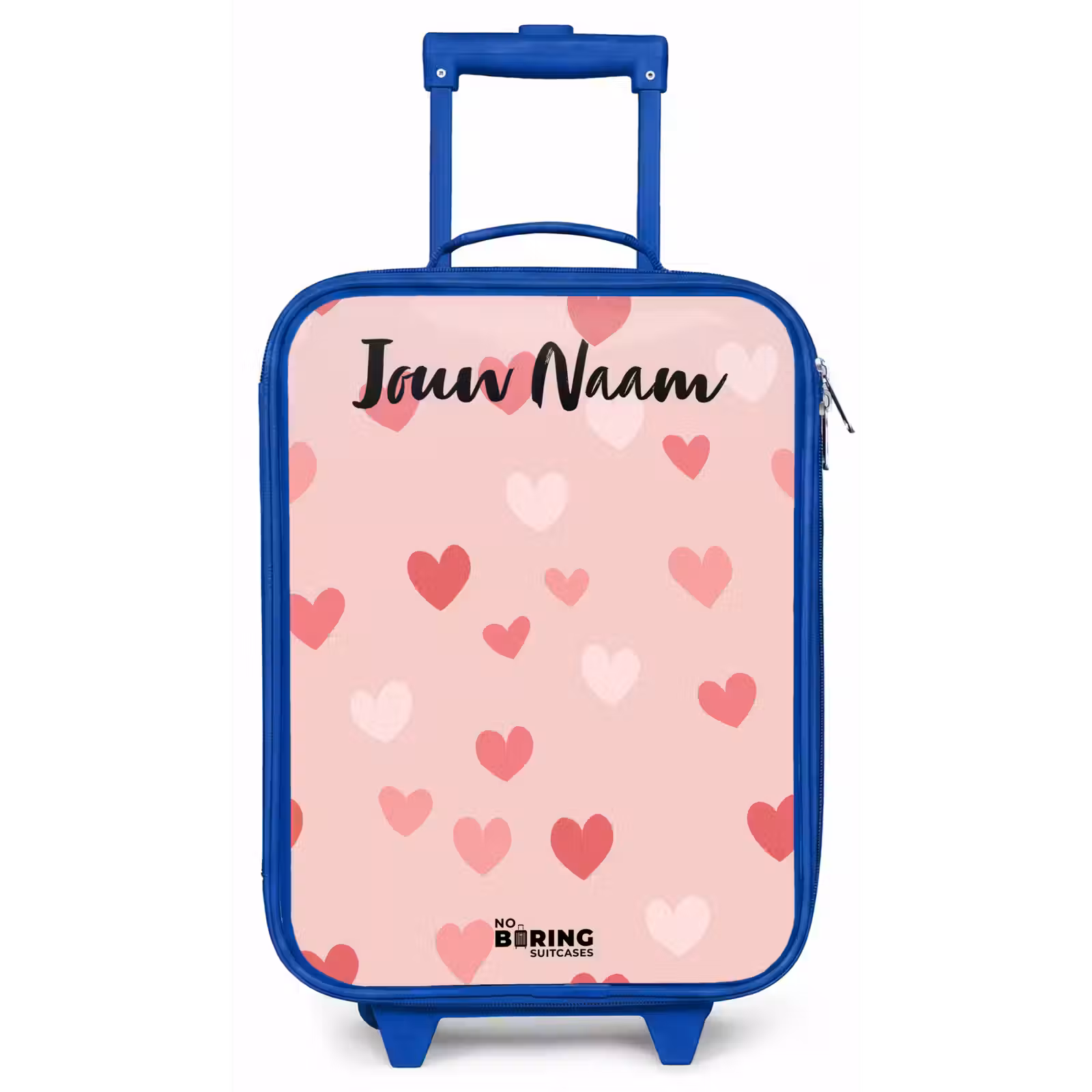 Kinderkoffer met naam - Blauw - Hartjes - Patroon - Roze — 1