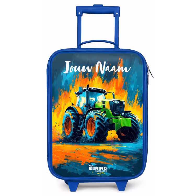 Kinderkoffer met naam - Blauw - Abstract - Tractor - Groen — 1