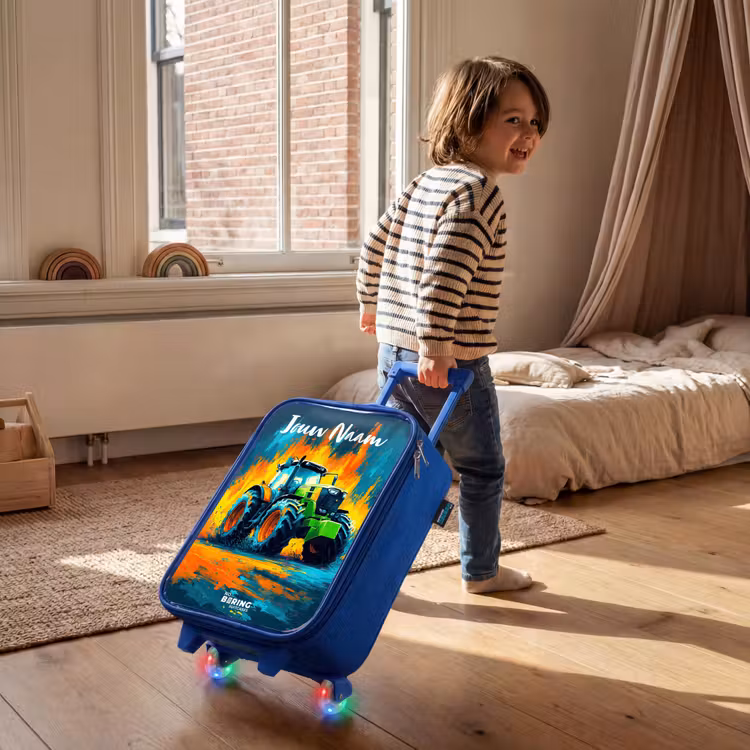 Kinderkoffer met naam - Blauw - Abstract - Tractor - Groen — 3