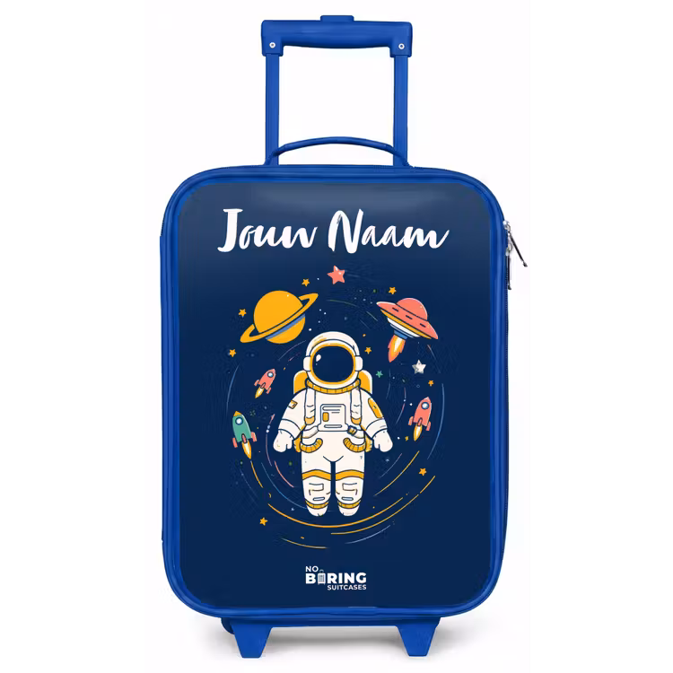 Kinderkoffer met naam - Blauw - Astronaut - Planeet - Sterren - Raket — 1