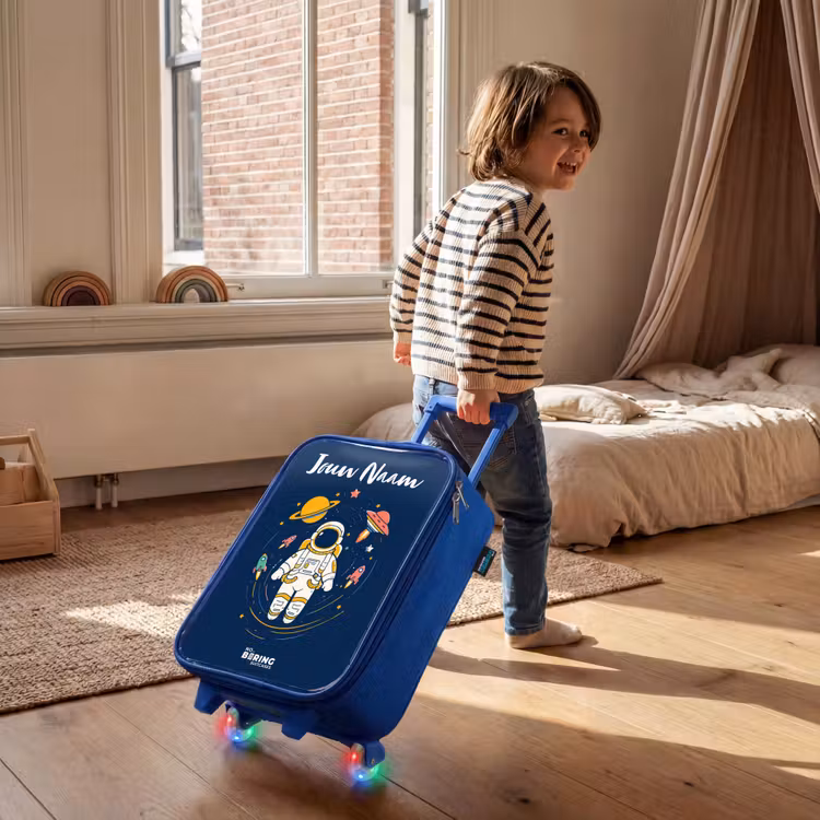 Kinderkoffer met naam - Blauw - Astronaut - Planeet - Sterren - Raket — 3