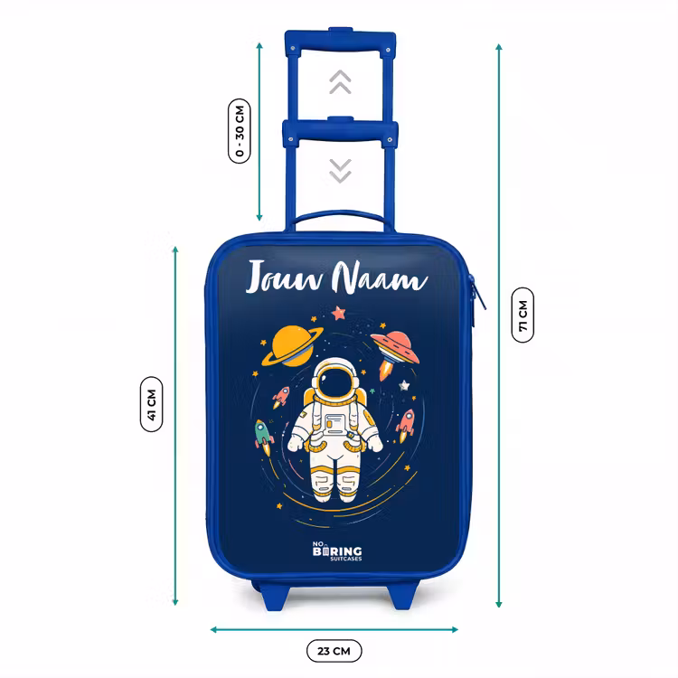 Kinderkoffer met naam - Blauw - Astronaut - Planeet - Sterren - Raket — 6