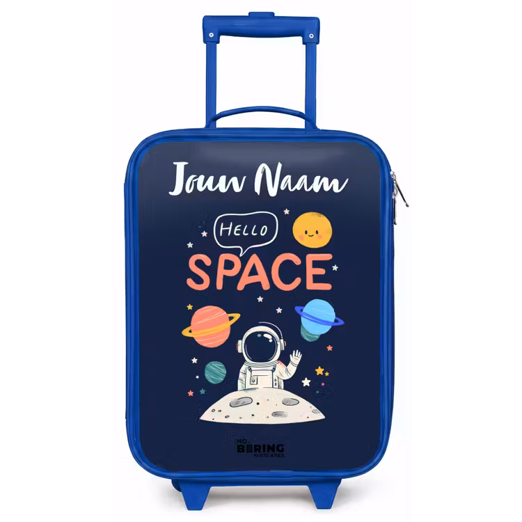 Kinderkoffer met naam - Blauw - Astronaut - Quote - Planeten - Sterren — 1