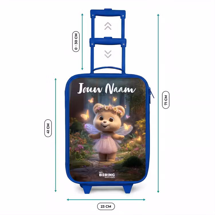 Kinderkoffer met naam - Blauw - Beer - Vlinders - Bos - Fairy — 6