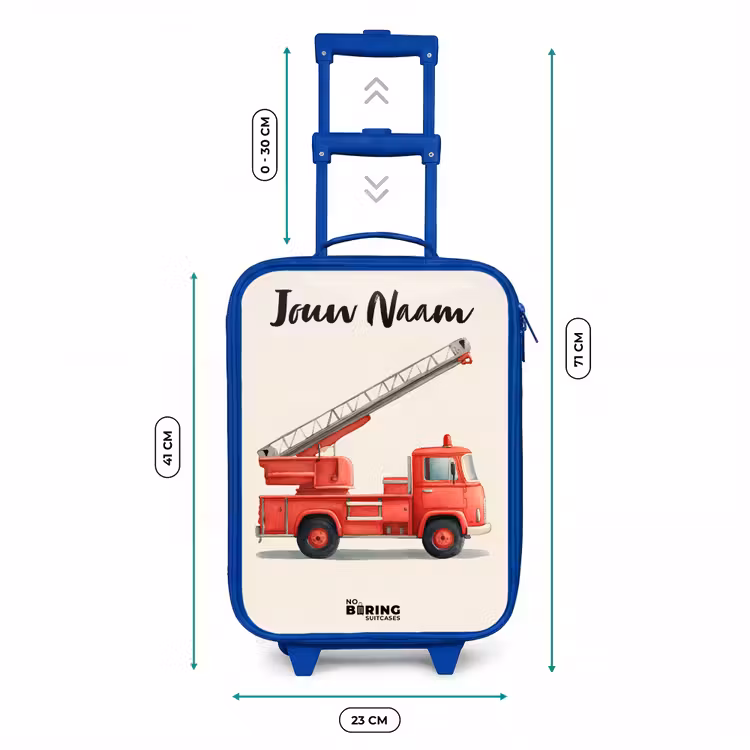 Kinderkoffer met naam - Blauw - Brandweerwagen - Getekend - Rood — 6