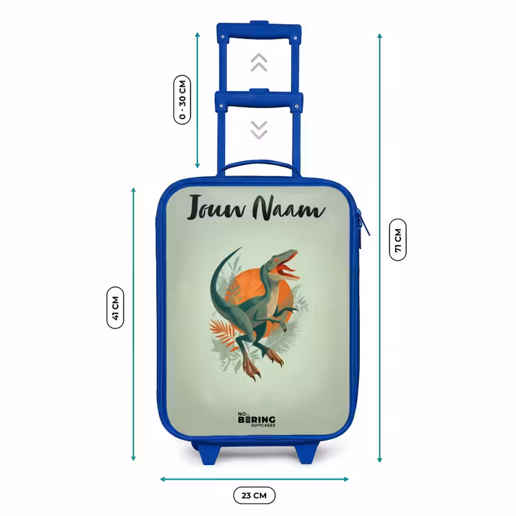 Kinderkoffer met naam - Blauw - Dier - Dino - Natuur — 6