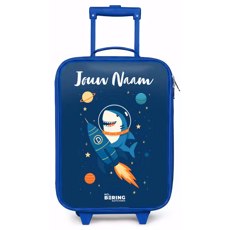 Kinderkoffer met naam - Blauw - Dier - Ruimte - Planeet - Raket — 1