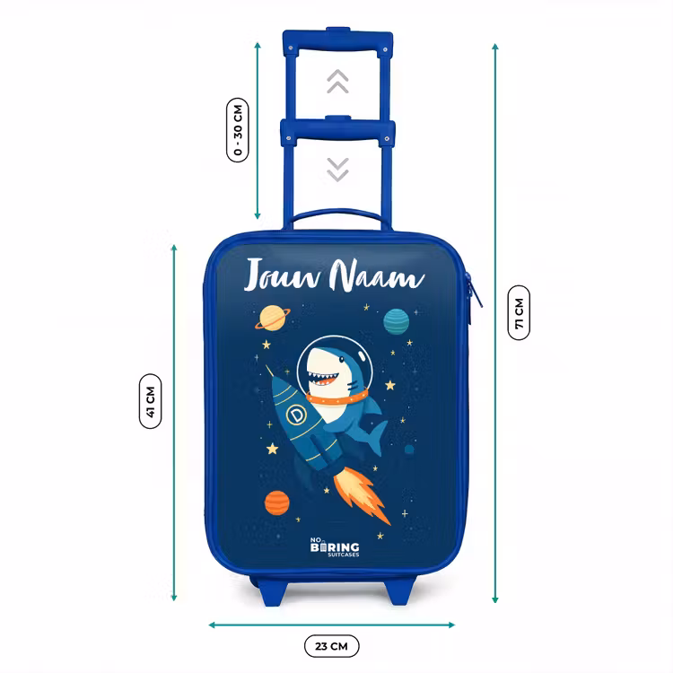 Kinderkoffer met naam - Blauw - Dier - Ruimte - Planeet - Raket — 6