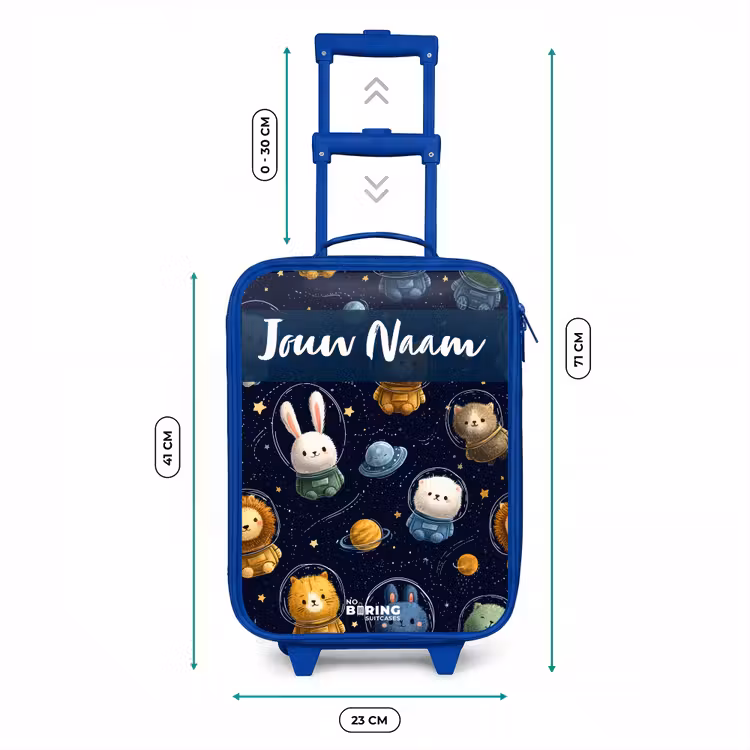 Kinderkoffer met naam - Blauw - Dieren - Astronaut - Planeten - Sterren — 6