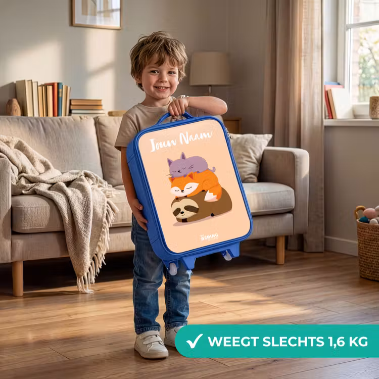 Kinderkoffer met naam - Blauw - Dieren - Slapen - Samen — 2