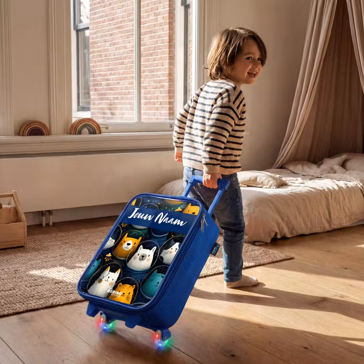 Kinderkoffer met naam - Blauw - Dieren - Sterren - Planeten - Astronaut — 3