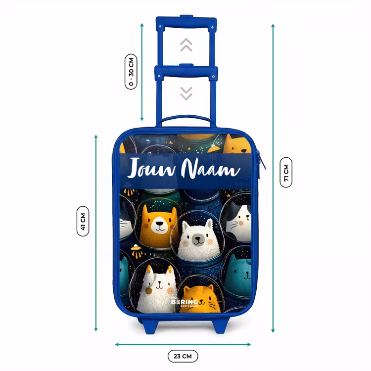 Kinderkoffer met naam - Blauw - Dieren - Sterren - Planeten - Astronaut — 6