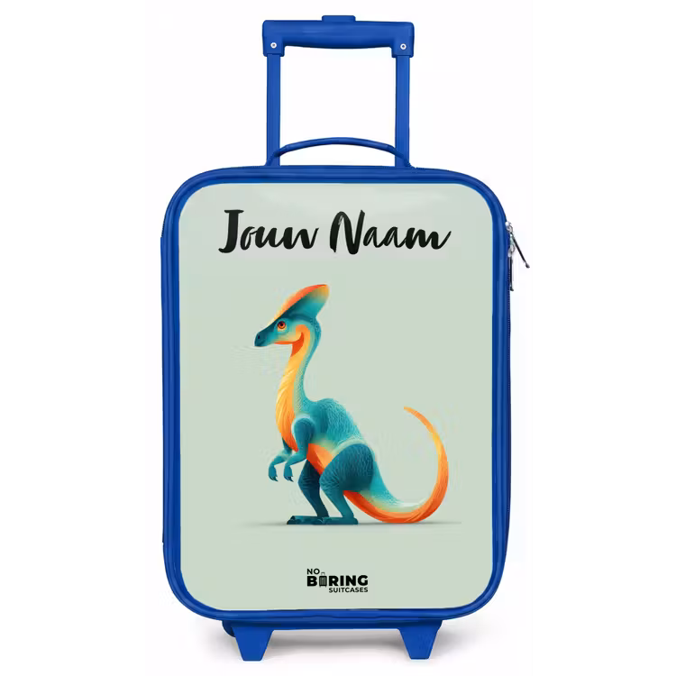 Kinderkoffer met naam - Blauw - Dino - Blauw - Dier — 1