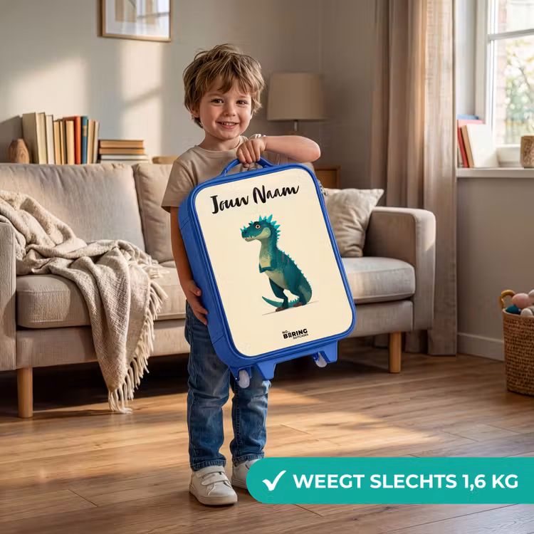 Kinderkoffer met naam - Blauw - Dino - Dier - Blauw - Groen — 2