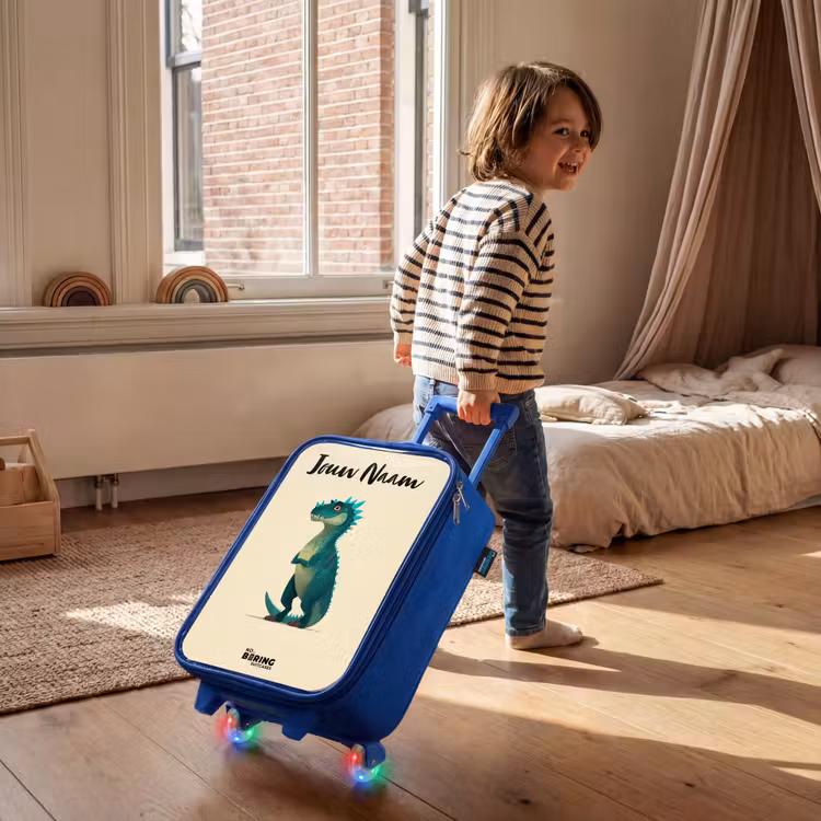 Kinderkoffer met naam - Blauw - Dino - Dier - Blauw - Groen — 3