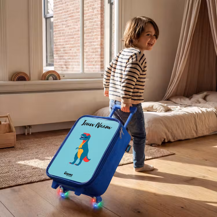Kinderkoffer met naam - Blauw - Dino - Dier - Zonnebril — 3