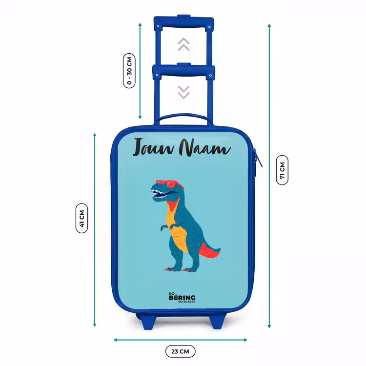 Kinderkoffer met naam - Blauw - Dino - Dier - Zonnebril — 6