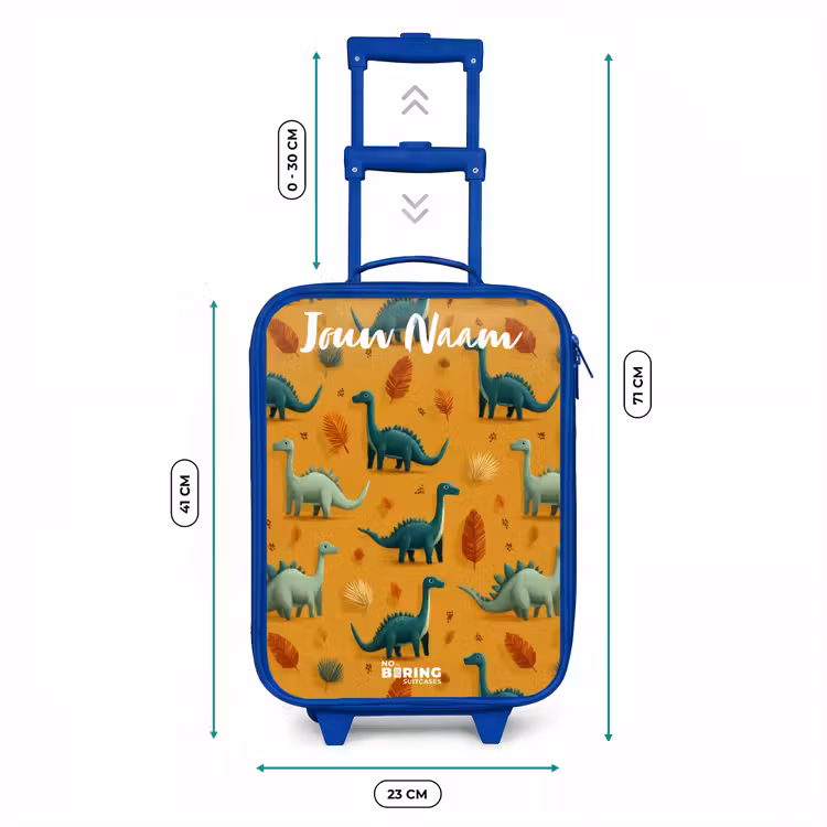 Kinderkoffer met naam - Blauw - Dino - Dieren - Patroon — 6
