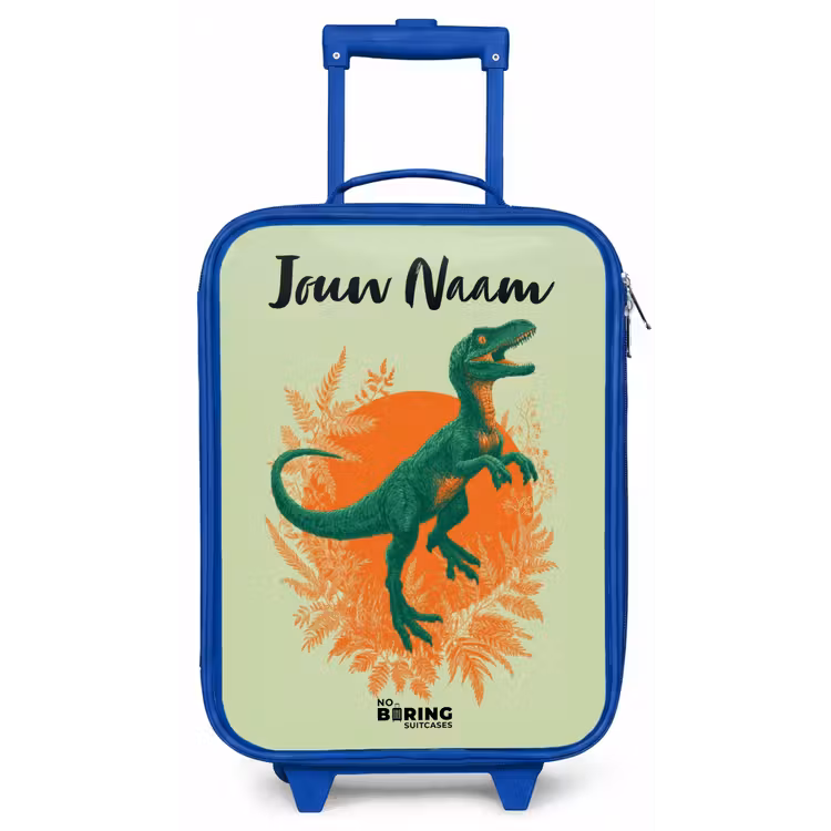 Kinderkoffer met naam - Blauw - Dino - Natuur - Groen — 1