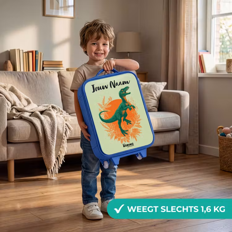 Kinderkoffer met naam - Blauw - Dino - Natuur - Groen — 2