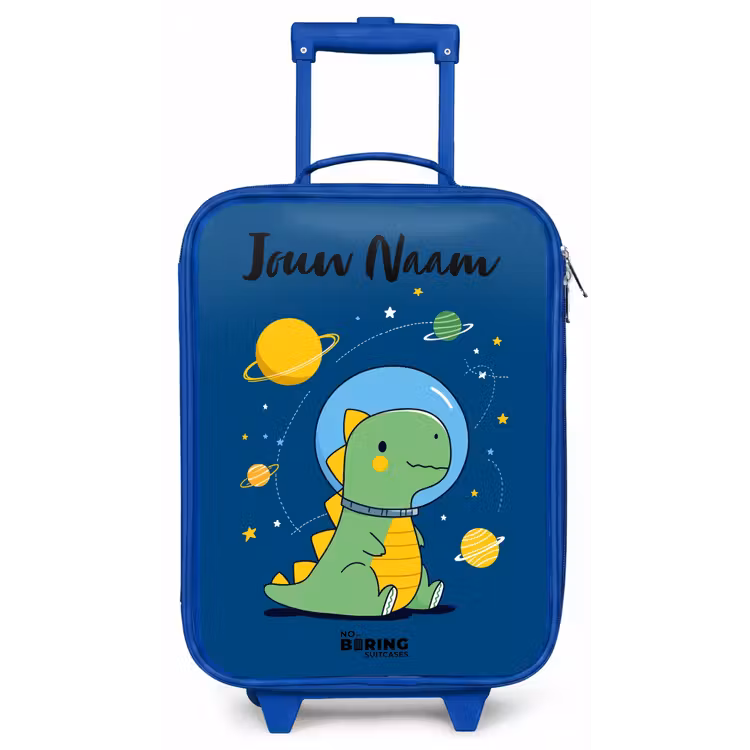 Kinderkoffer met naam - Blauw - Dino - Planeet - Ster - Blauw — 1