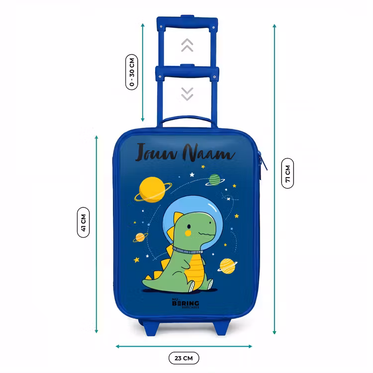 Kinderkoffer met naam - Blauw - Dino - Planeet - Ster - Blauw — 6