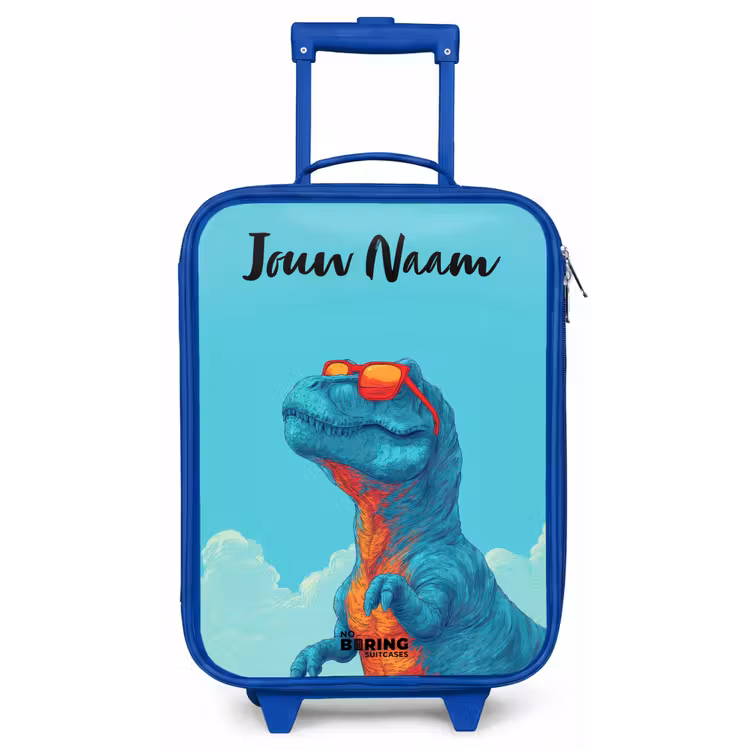 Kinderkoffer met naam - Blauw - Dino - Zonnebril - Blauw — 1