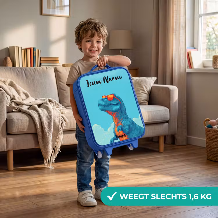 Kinderkoffer met naam - Blauw - Dino - Zonnebril - Blauw — 2