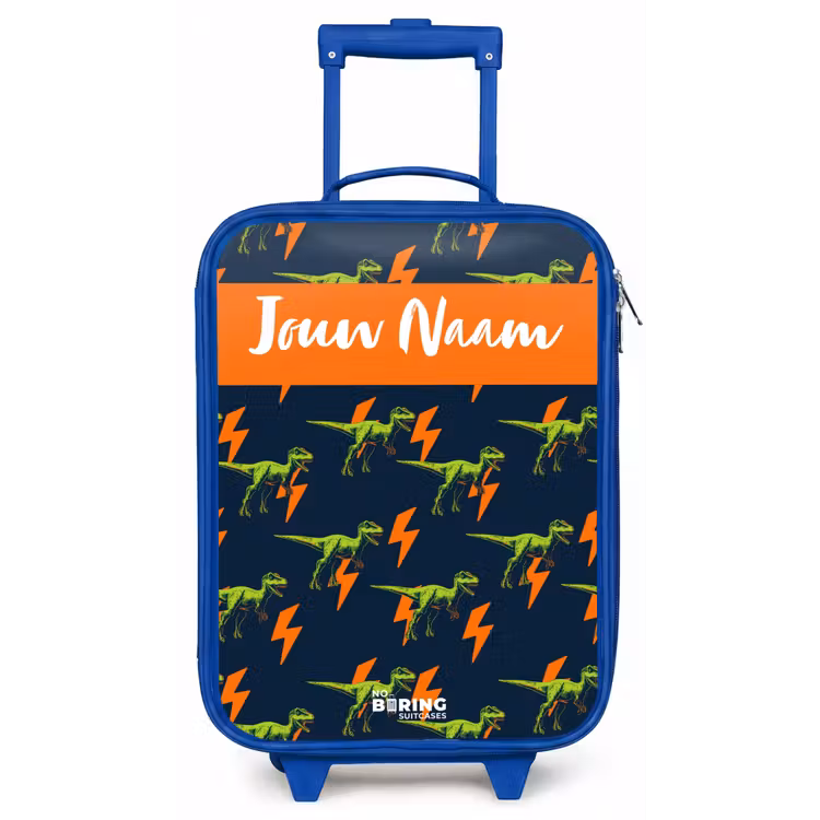 Kinderkoffer met naam - Blauw - Dinos - Bliksem - Dieren - Blauw — 1
