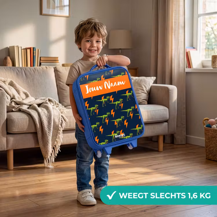 Kinderkoffer met naam - Blauw - Dinos - Bliksem - Dieren - Blauw — 2