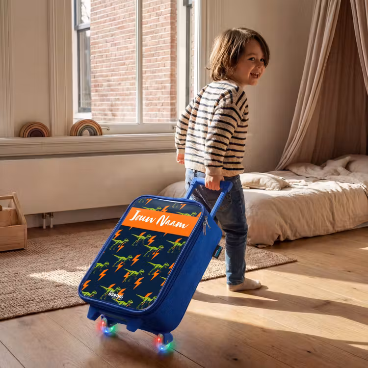 Kinderkoffer met naam - Blauw - Dinos - Bliksem - Dieren - Blauw — 3