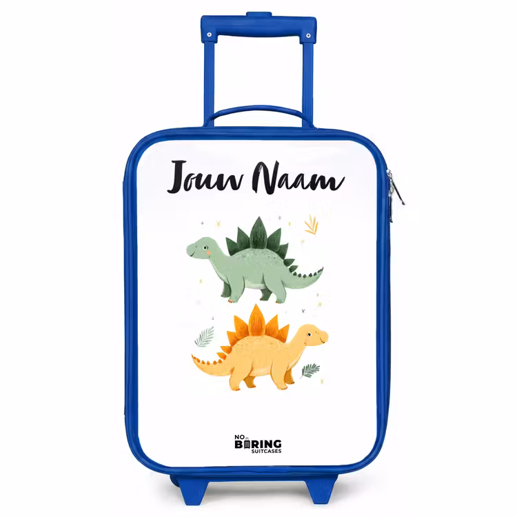 Kinderkoffer met naam - Blauw - Dinos - Dieren - Groen - Oranje — 1