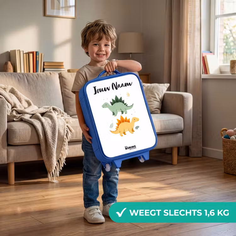 Kinderkoffer met naam - Blauw - Dinos - Dieren - Groen - Oranje — 2