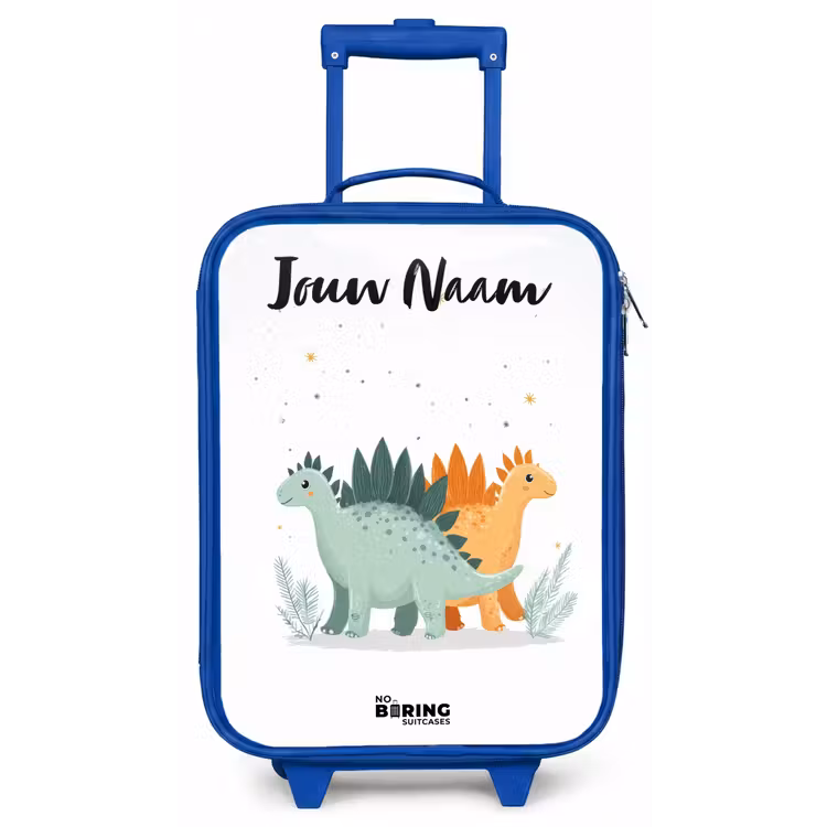 Kinderkoffer met naam - Blauw - Dinos - Dieren - Sterren — 1