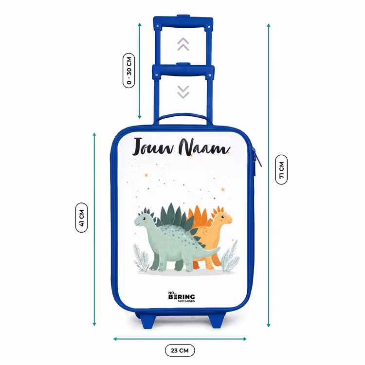 Kinderkoffer met naam - Blauw - Dinos - Dieren - Sterren — 6