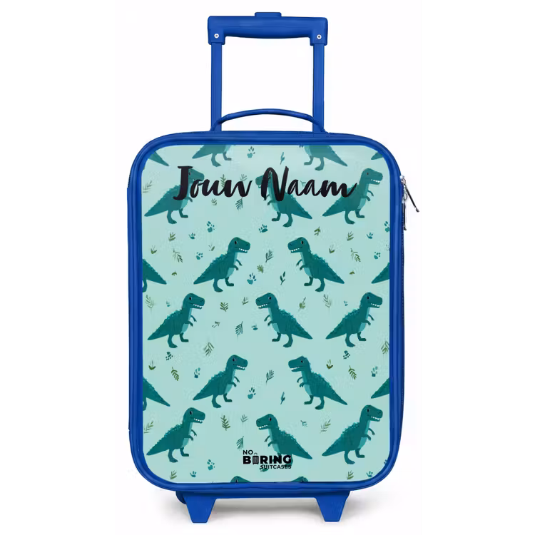 Kinderkoffer met naam - Blauw - Dinos - Patroon - Groen — 1