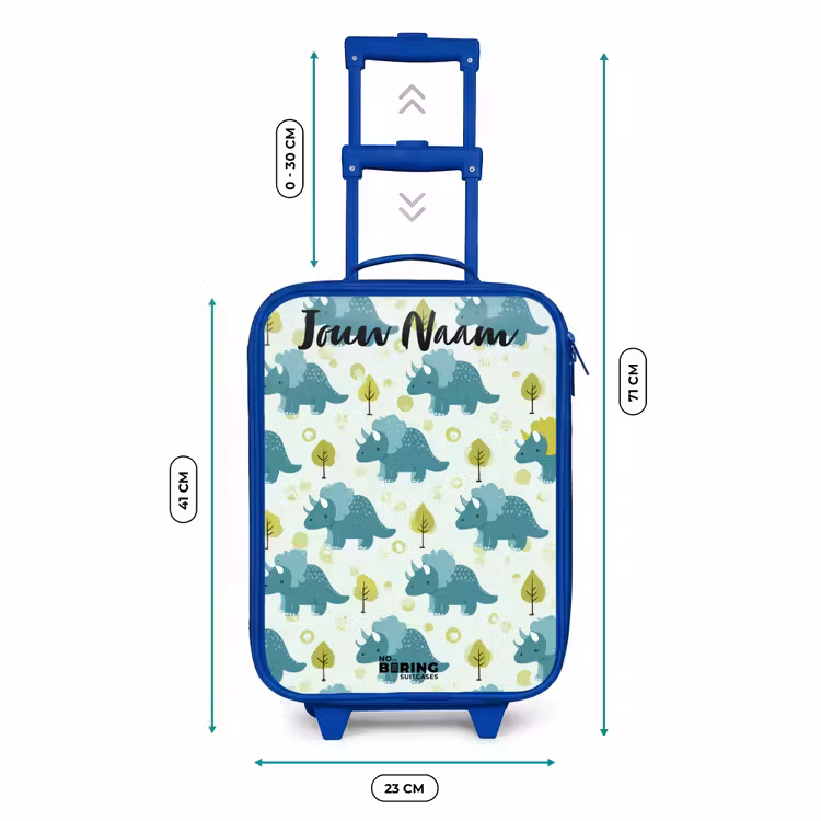 Kinderkoffer met naam - Blauw - Dinos - Patroon - Natuur — 6
