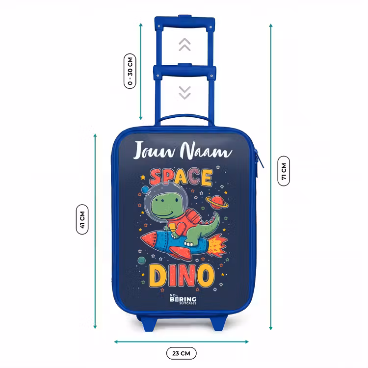 Kinderkoffer met naam - Blauw - Dinosaurus - Groen - Raket - Sterrenhemel — 6
