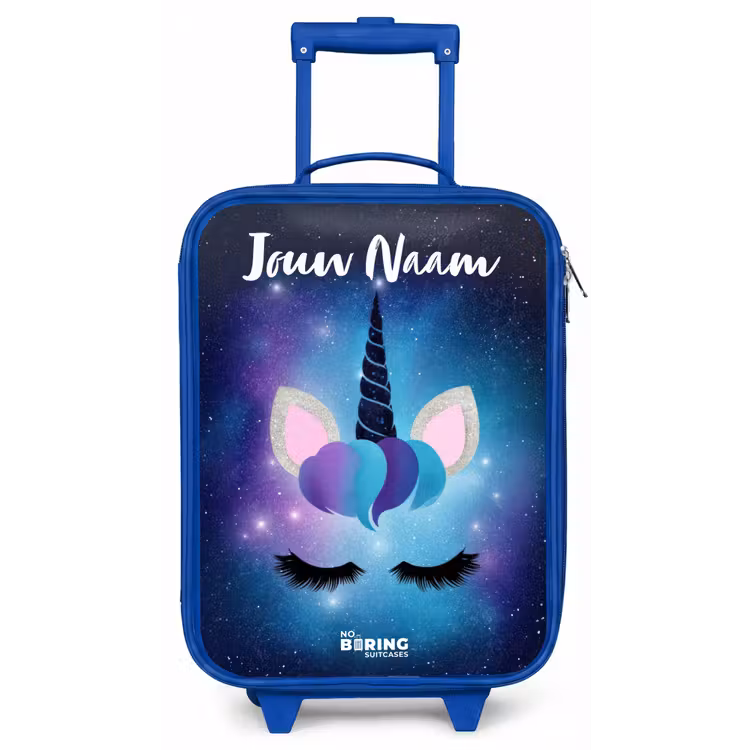 Kinderkoffer met naam - Blauw - Eenhoorn - Sterren - Blauw — 1