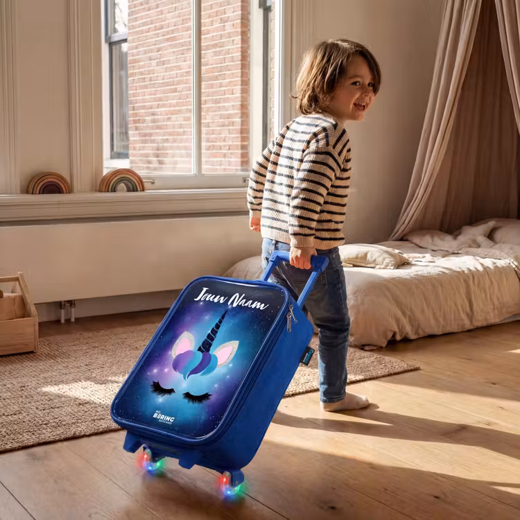 Kinderkoffer met naam - Blauw - Eenhoorn - Sterren - Blauw — 3