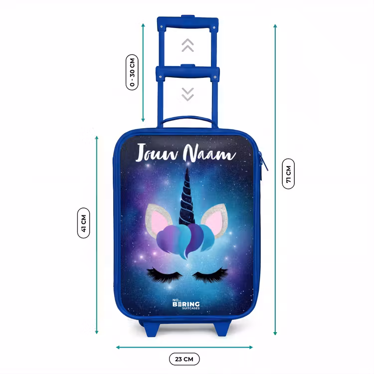 Kinderkoffer met naam - Blauw - Eenhoorn - Sterren - Blauw — 6